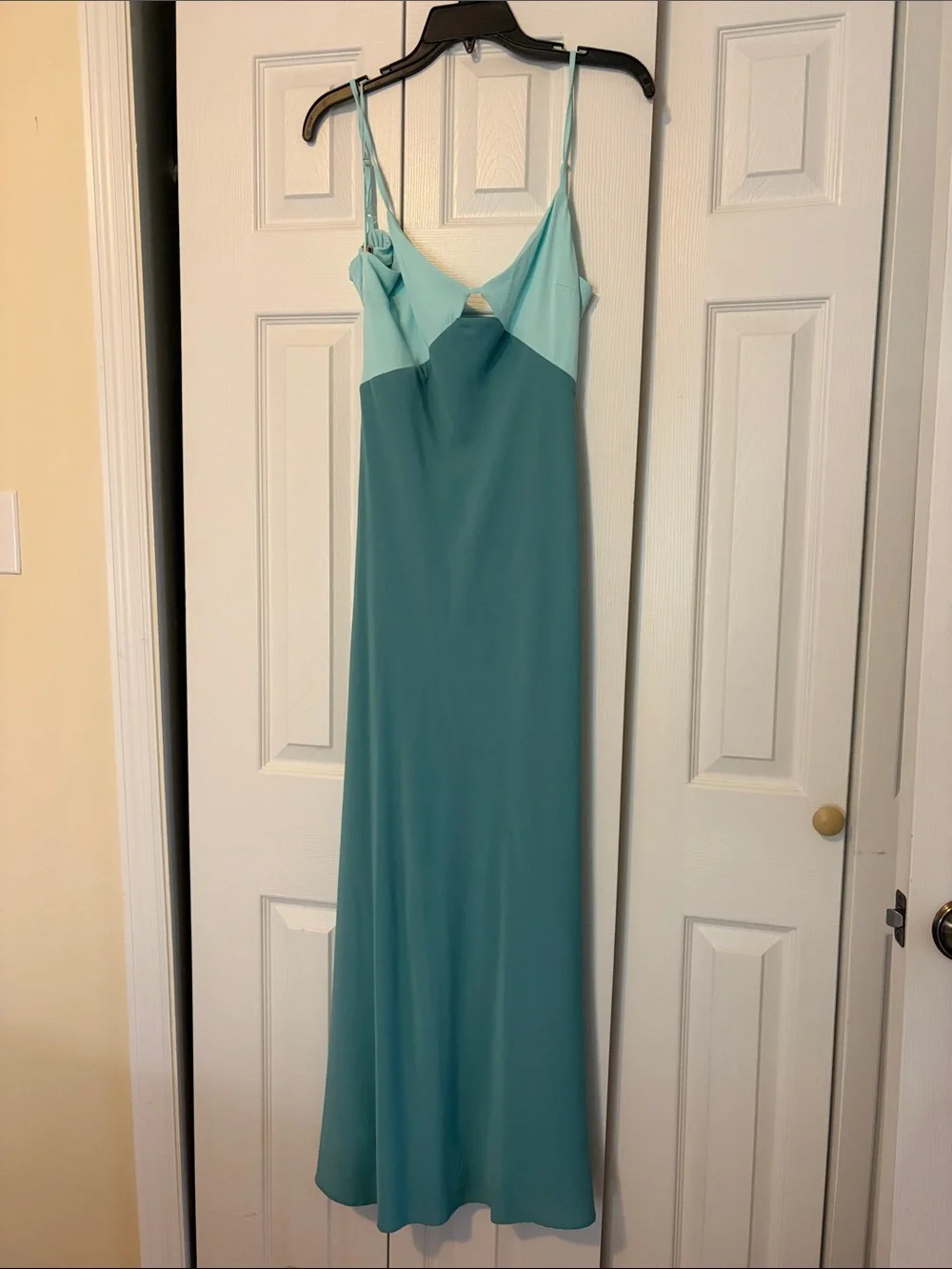 Abercrombie & Fitch Two-Tone Teal Maxi Slip Dress